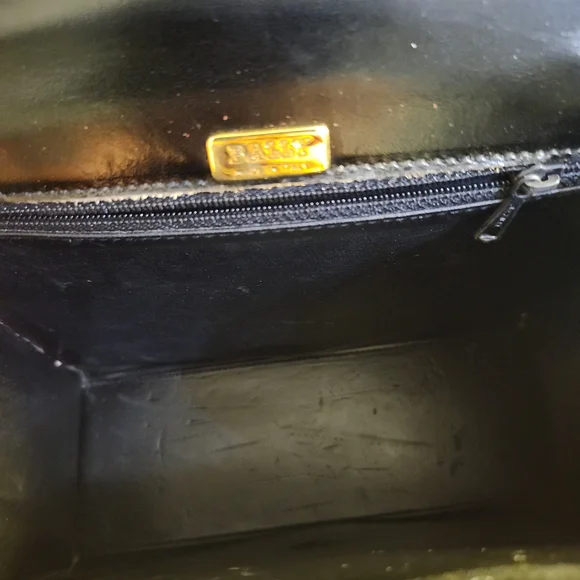 Bally Vtg. Black Leather 2way Bag Top Handle Crossbody Structured Bag - Picture 9 of 15